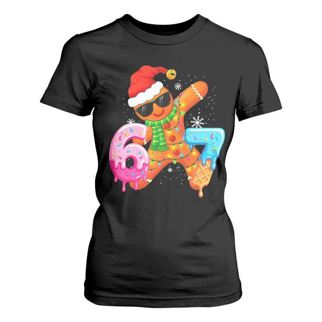 Funny 67 Meme Gingerbread Christmas T Shirt For Women Six Seven Ice Cream Drip Boys TS10 Black Print Your Wear
