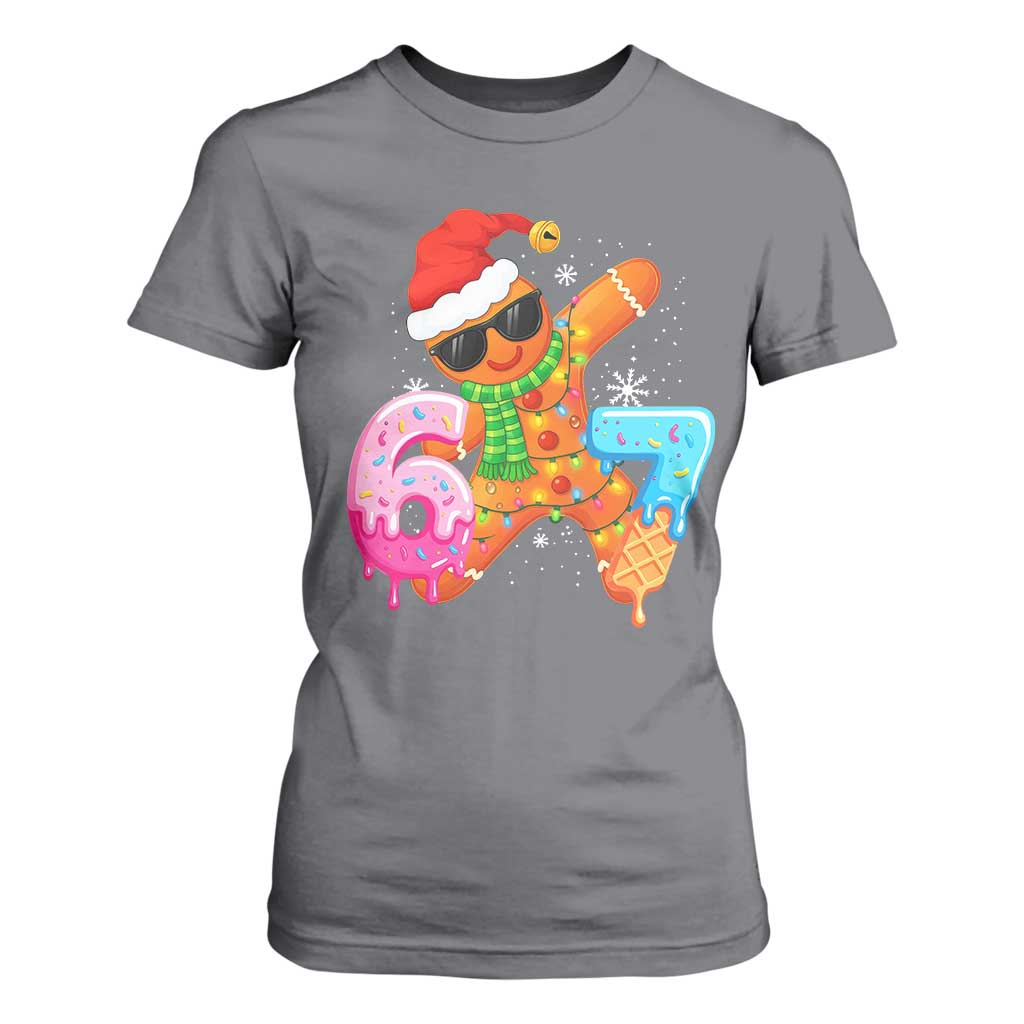 Funny 67 Meme Gingerbread Christmas T Shirt For Women Six Seven Ice Cream Drip Boys TS10 Charcoal Print Your Wear
