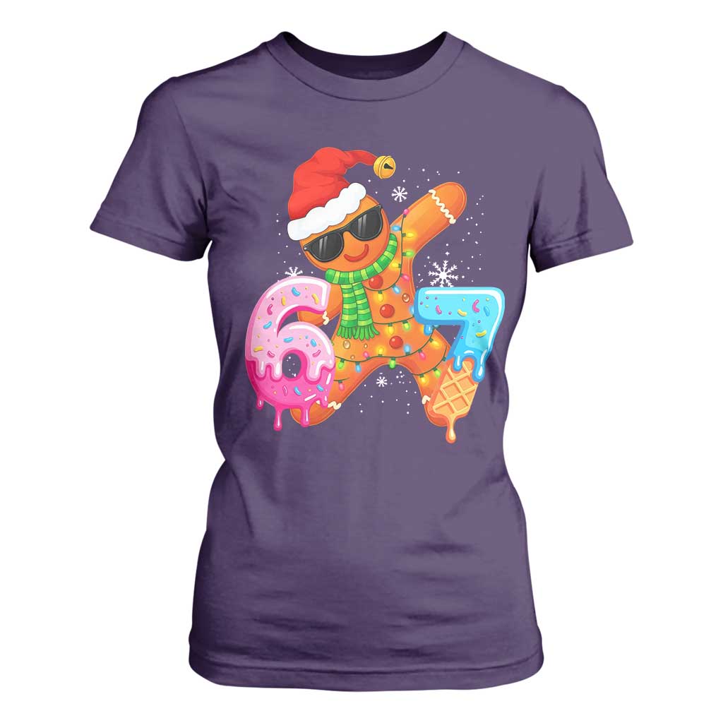 Funny 67 Meme Gingerbread Christmas T Shirt For Women Six Seven Ice Cream Drip Boys TS10 Purple Print Your Wear