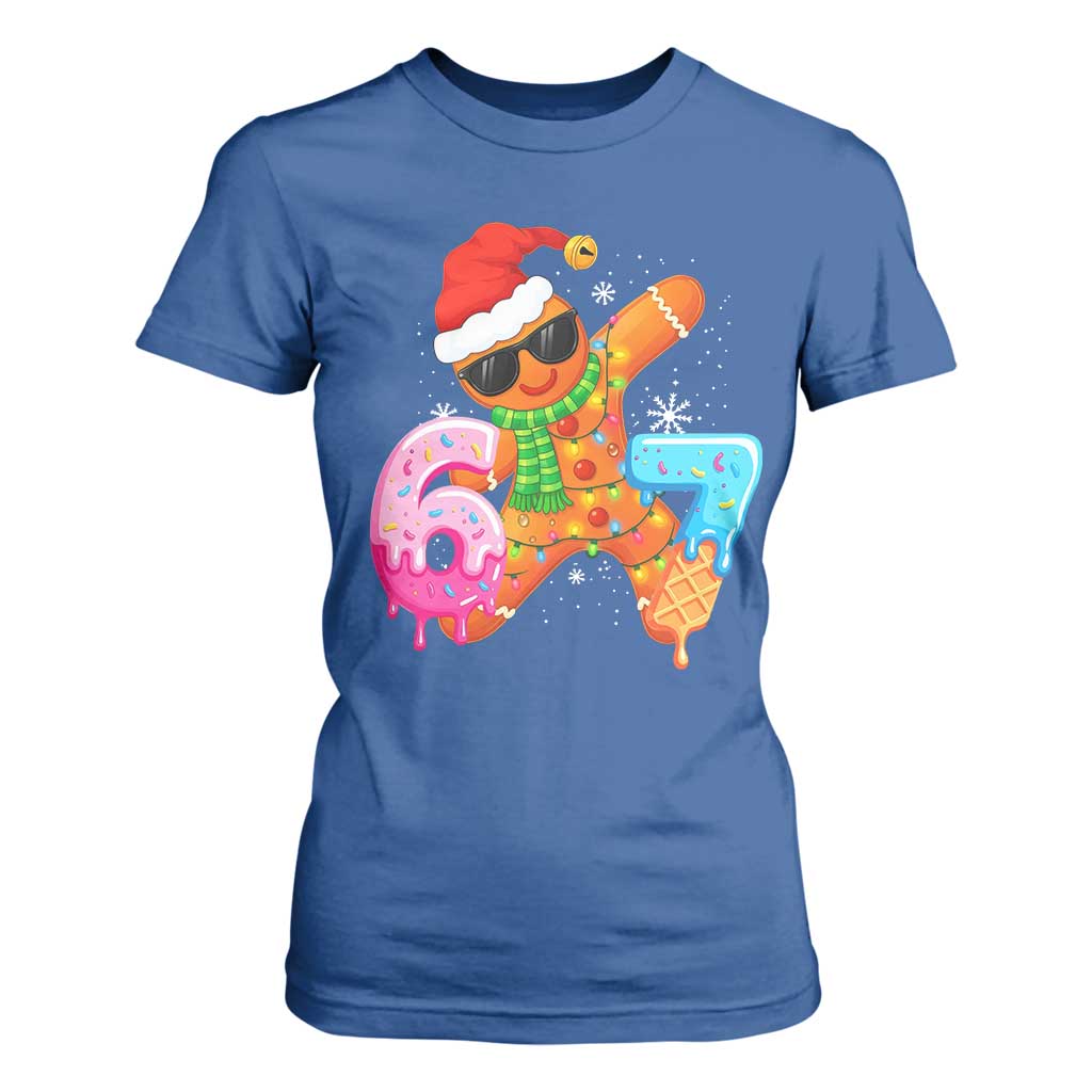 Funny 67 Meme Gingerbread Christmas T Shirt For Women Six Seven Ice Cream Drip Boys TS10 Royal Blue Print Your Wear