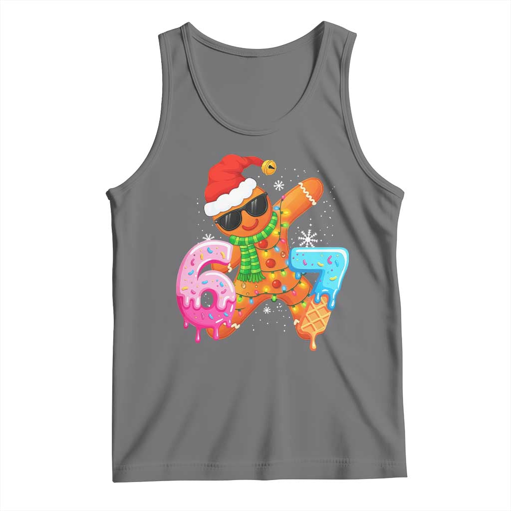 Funny 67 Meme Gingerbread Christmas Tank Top Six Seven Ice Cream Drip Boys TS10 Black Heather Print Your Wear