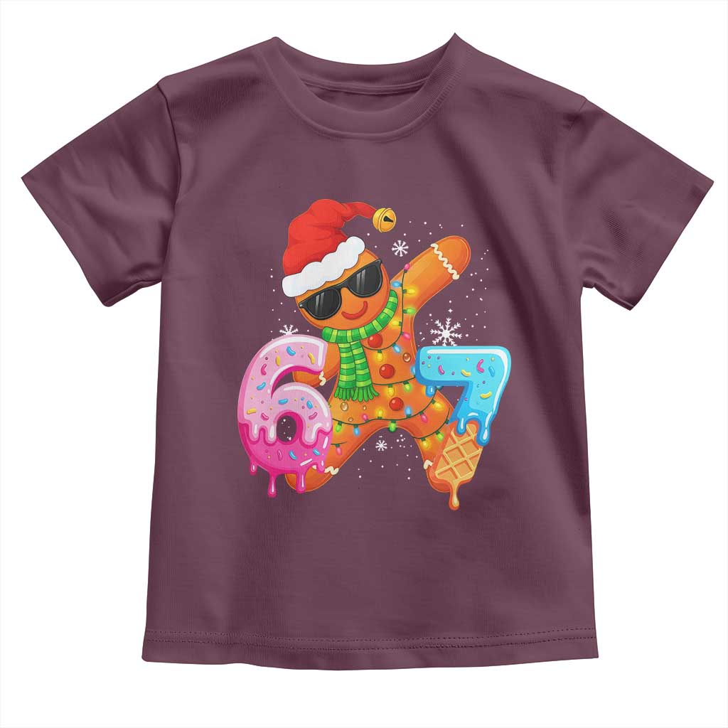 Funny 67 Meme Gingerbread Christmas Toddler T Shirt Six Seven Ice Cream Drip Boys TS10 Maroon Print Your Wear