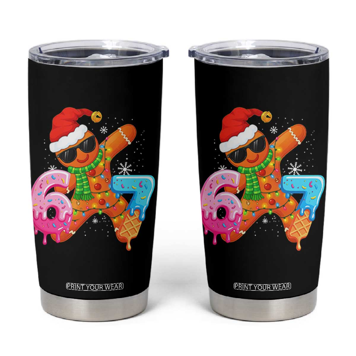 Funny 67 Meme Gingerbread Christmas Tumbler Cup Six Seven Ice Cream Drip Boys TS10 Black Print Your Wear