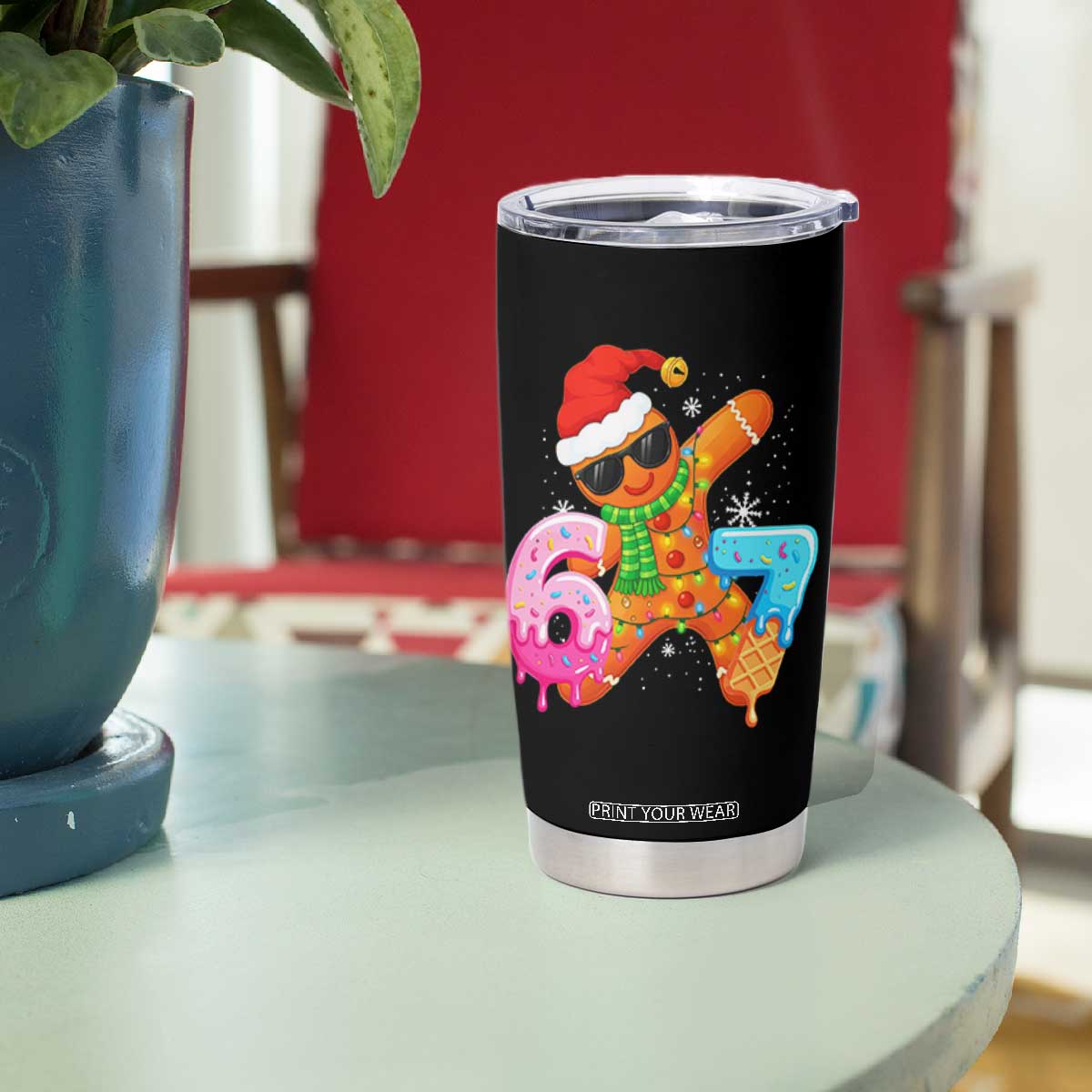 Funny 67 Meme Gingerbread Christmas Tumbler Cup Six Seven Ice Cream Drip Boys TS10 Print Your Wear