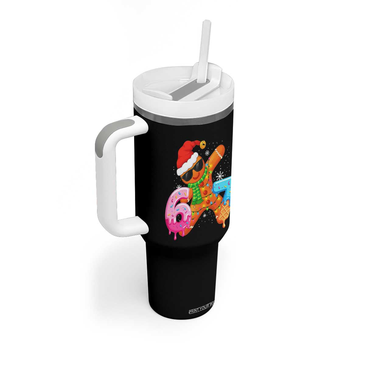 Funny 67 Meme Gingerbread Christmas Tumbler With Handle Six Seven Ice Cream Drip Boys TS10 Print Your Wear