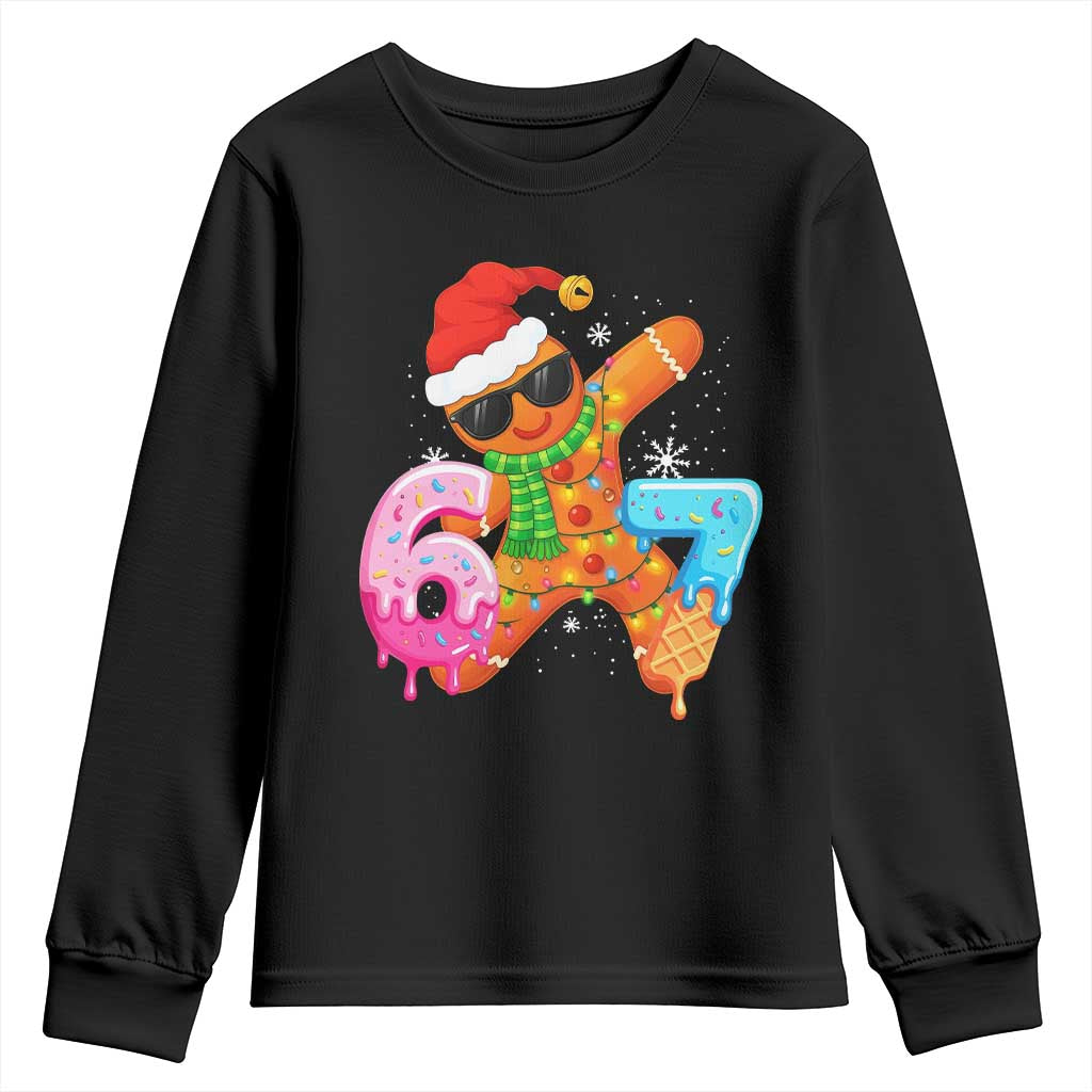 Funny 67 Meme Gingerbread Christmas Youth Sweatshirt Six Seven Ice Cream Drip Boys TS10 Black Print Your Wear