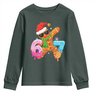 Funny 67 Meme Gingerbread Christmas Youth Sweatshirt Six Seven Ice Cream Drip Boys TS10 Dark Forest Green Print Your Wear
