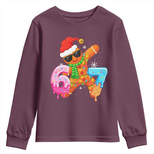 Funny 67 Meme Gingerbread Christmas Youth Sweatshirt Six Seven Ice Cream Drip Boys TS10 Maroon Print Your Wear