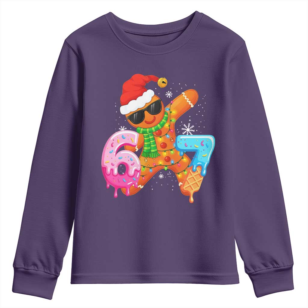Funny 67 Meme Gingerbread Christmas Youth Sweatshirt Six Seven Ice Cream Drip Boys TS10 Purple Print Your Wear