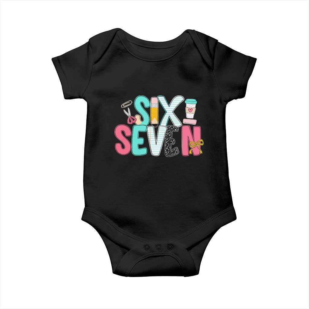 Funny Teacher Six Seven Baby Onesie 6 7 Meme TS10 Black Print Your Wear