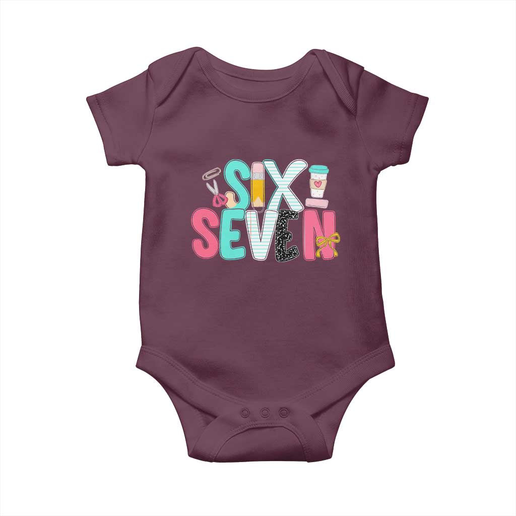 Funny Teacher Six Seven Baby Onesie 6 7 Meme TS10 Maroon Print Your Wear
