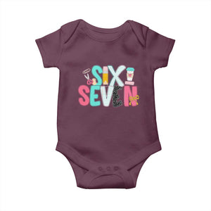 Funny Teacher Six Seven Baby Onesie 6 7 Meme TS10 Maroon Print Your Wear