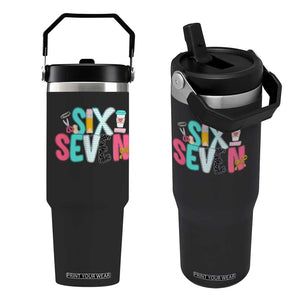 Funny Teacher Six Seven Flip Straw Tumbler 6 7 Meme TS10 One Size: 30 oz Black Print Your Wear