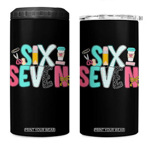 Funny Teacher Six Seven 4 in 1 Can Cooler Tumbler 6 7 Meme TS10 One Size: 16 oz Black Print Your Wear