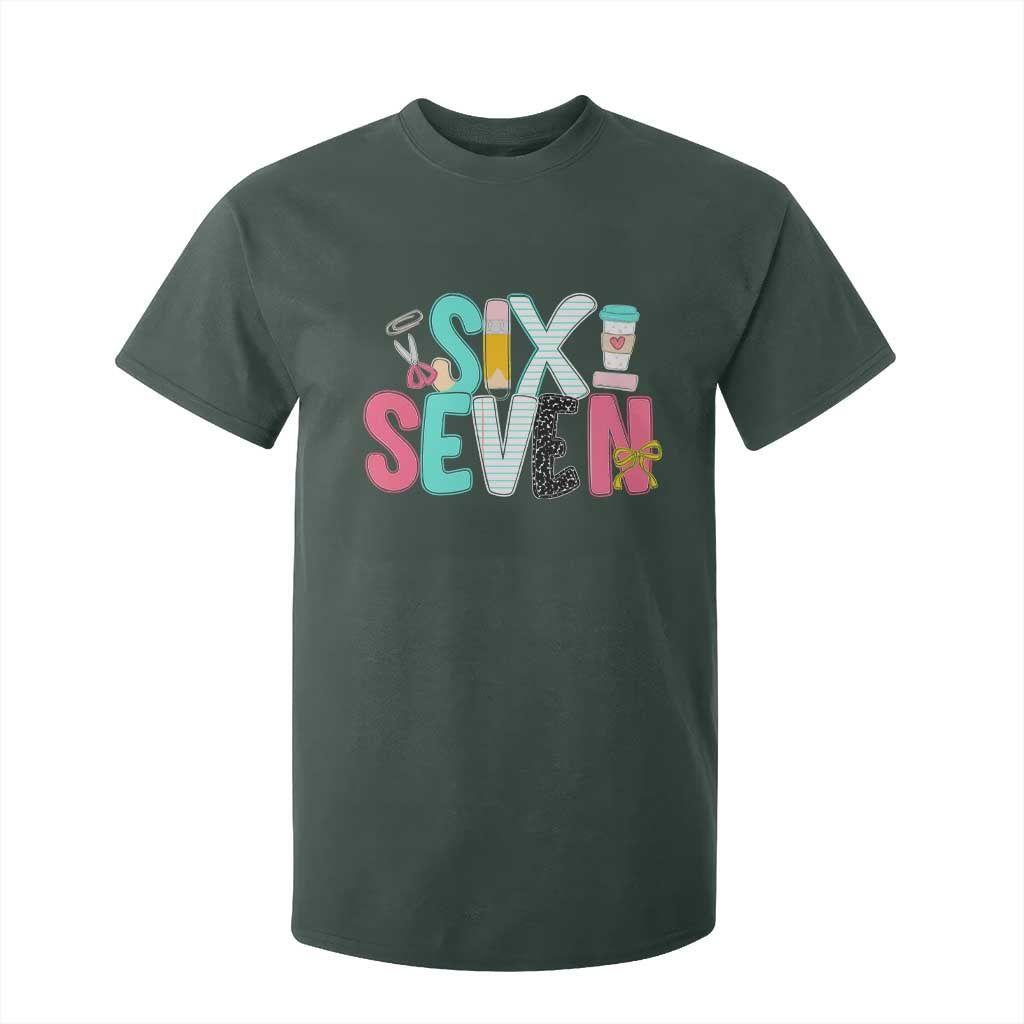 Funny Teacher Six Seven T Shirt For Kid 6 7 Meme TS10 Dark Forest Green Print Your Wear