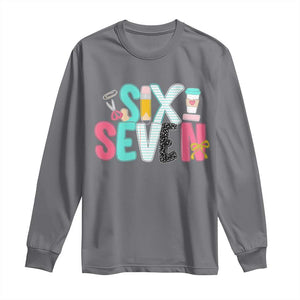 Funny Teacher Six Seven Long Sleeve Shirt 6 7 Meme TS10 Charcoal Print Your Wear