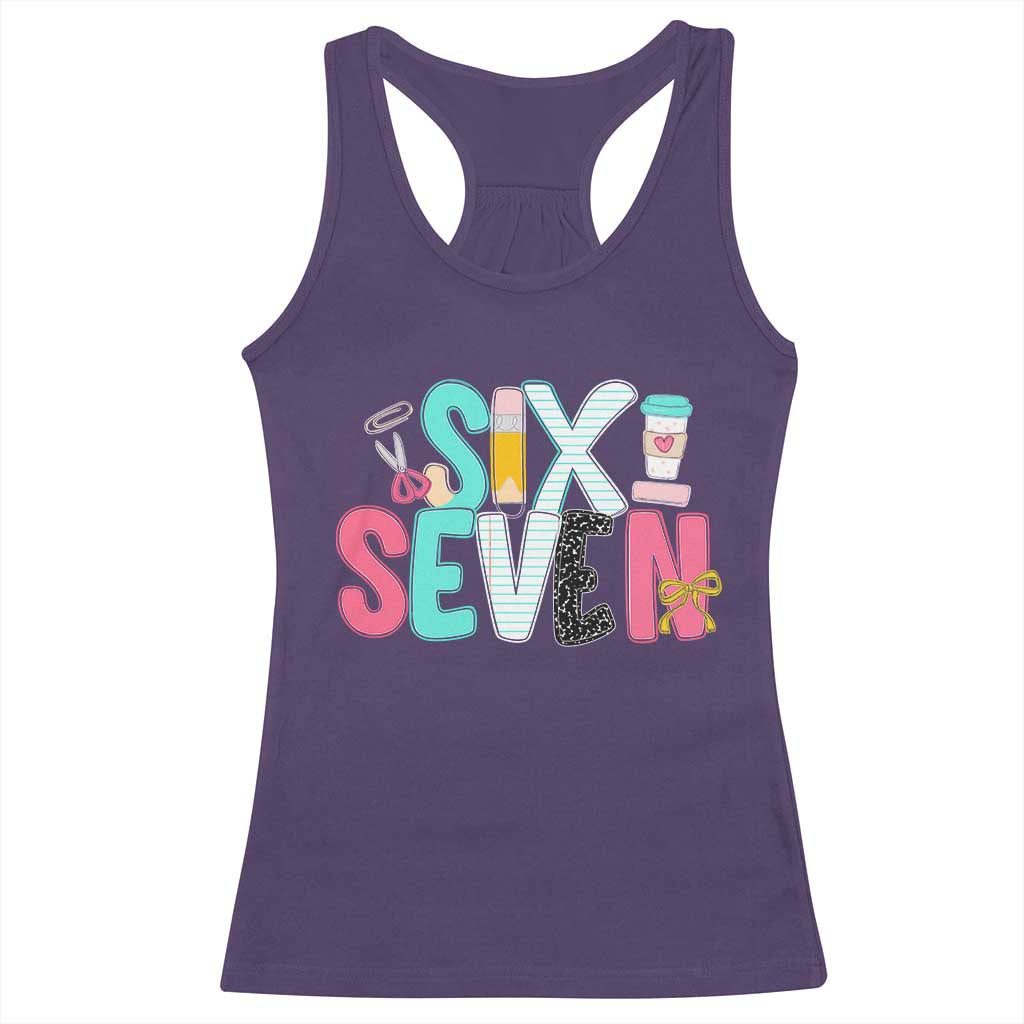 Funny Teacher Six Seven Racerback Tank Top 6 7 Meme TS10 Purple Print Your Wear