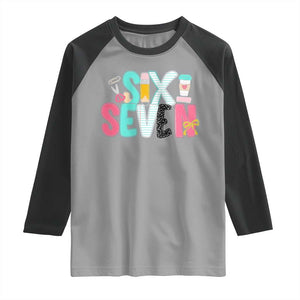 Funny Teacher Six Seven Raglan Shirt 6 7 Meme TS10 Sport Gray Black Print Your Wear