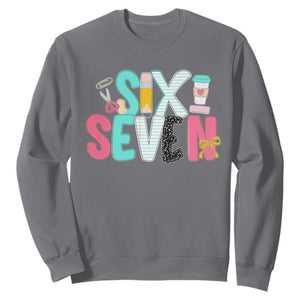 Funny Teacher Six Seven Sweatshirt 6 7 Meme TS10 Charcoal Print Your Wear