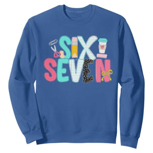 Funny Teacher Six Seven Sweatshirt 6 7 Meme TS10 Royal Blue Print Your Wear