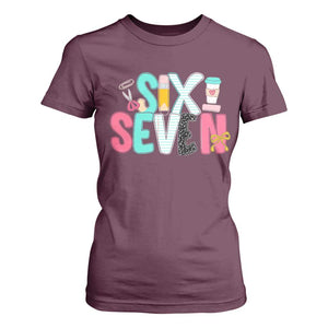 Funny Teacher Six Seven T Shirt For Women 6 7 Meme TS10 Maroon Print Your Wear