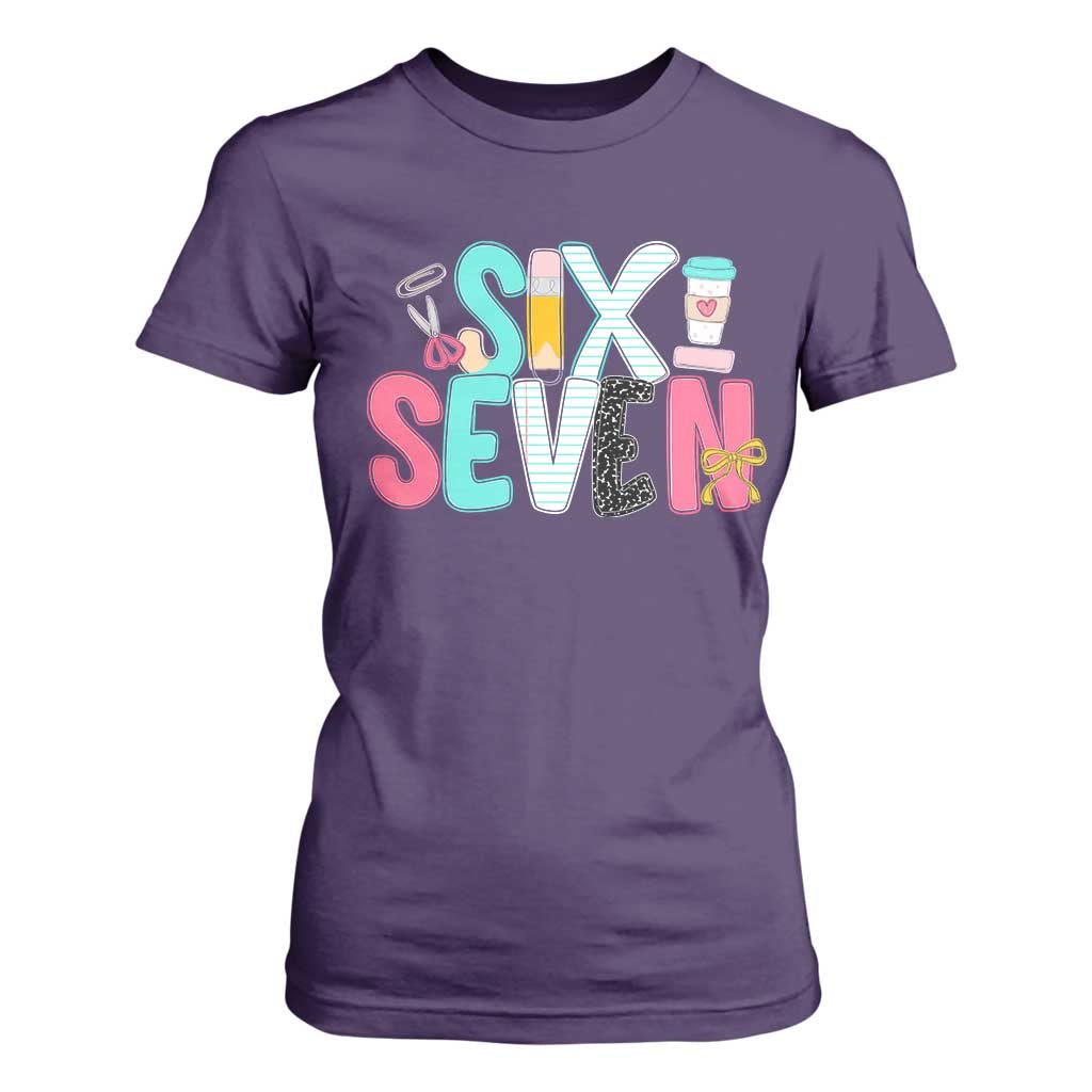 Funny Teacher Six Seven T Shirt For Women 6 7 Meme TS10 Purple Print Your Wear