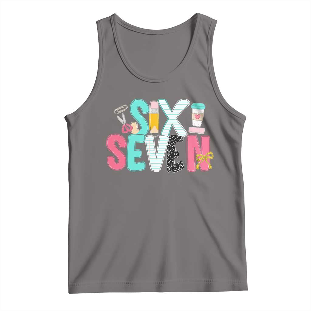 Funny Teacher Six Seven Tank Top 6 7 Meme TS10 Deep Heather Print Your Wear