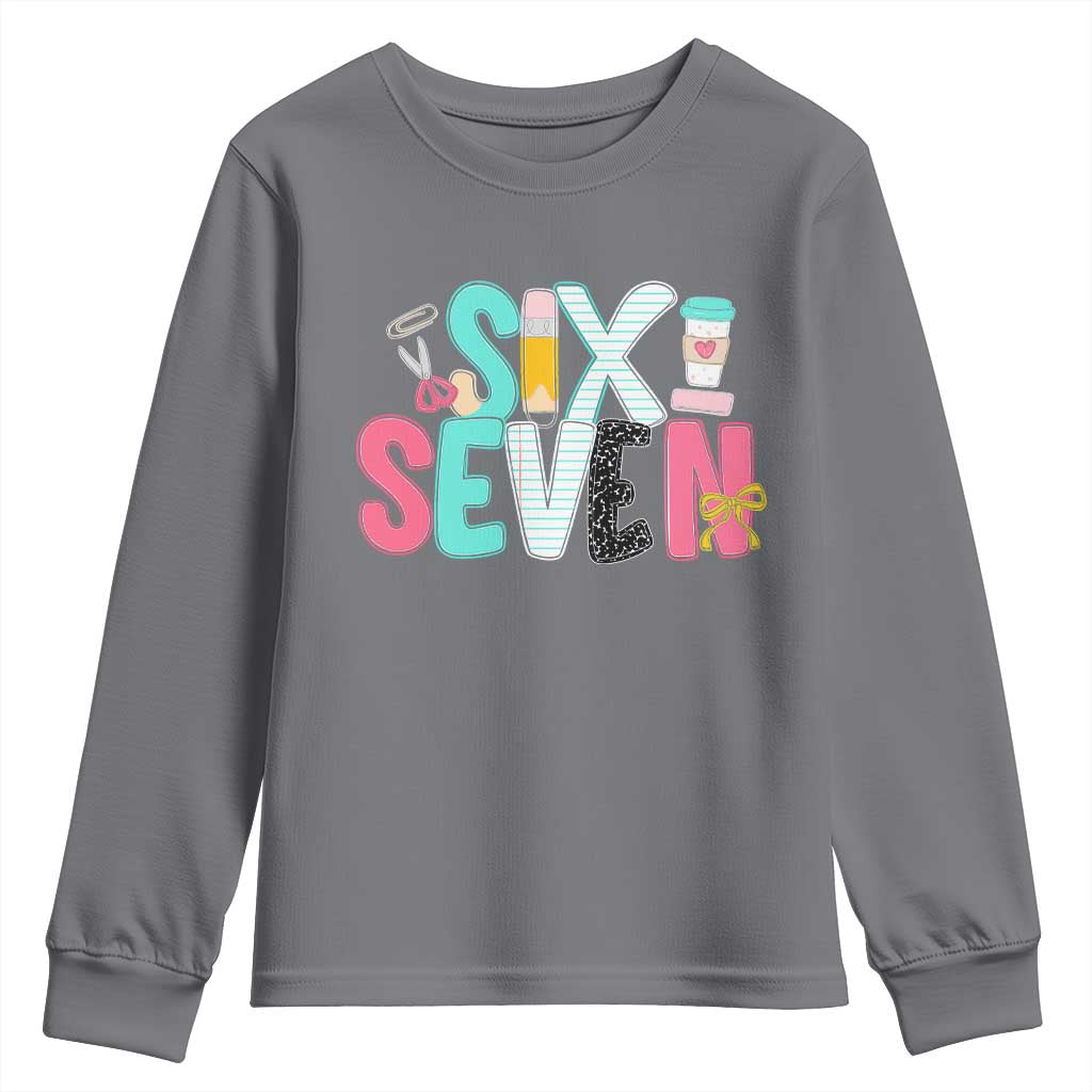Funny Teacher Six Seven Youth Sweatshirt 6 7 Meme TS10 Charcoal Print Your Wear