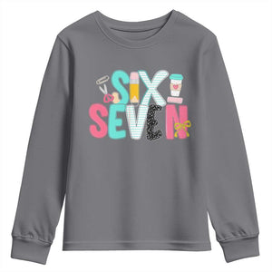 Funny Teacher Six Seven Youth Sweatshirt 6 7 Meme TS10 Charcoal Print Your Wear