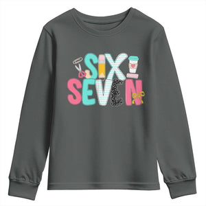 Funny Teacher Six Seven Youth Sweatshirt 6 7 Meme TS10 Dark Heather Print Your Wear