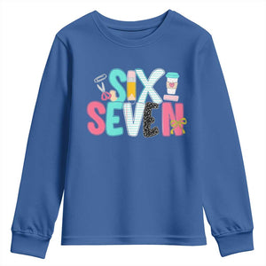 Funny Teacher Six Seven Youth Sweatshirt 6 7 Meme TS10 Royal Blue Print Your Wear