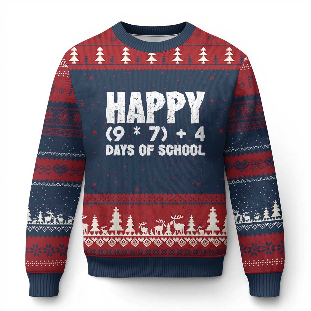67 Days Of School Ugly Christmas Sweater Do The Math 67 Meme Funny Six Seven Teacher TS10 Navy Red Print Your Wear