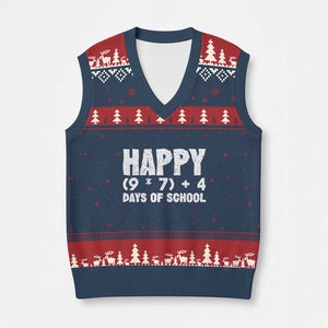 67 Days Of School V-Neck Knit Sweater Vest Do The Math 67 Meme Funny Six Seven Teacher TS10 Navy Red Print Your Wear