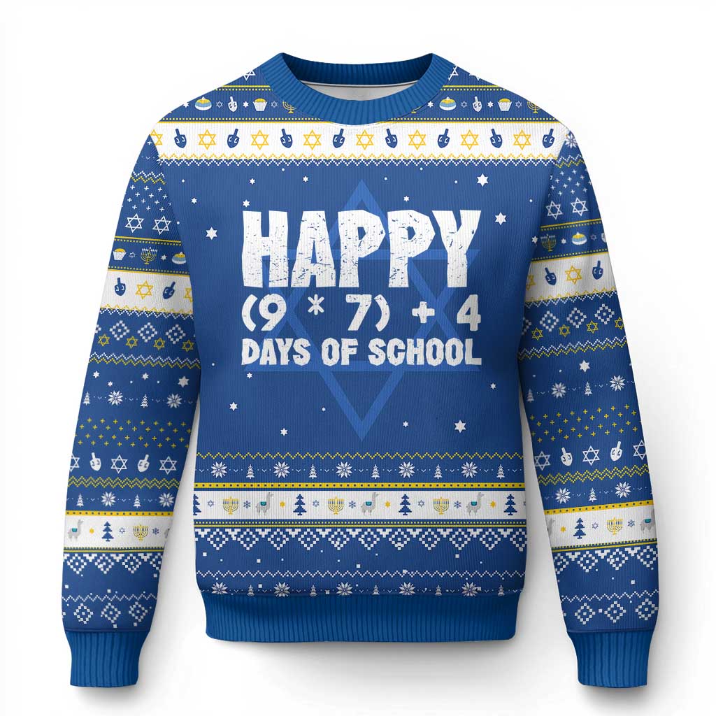 67 Days Of School Hanukkah Ugly Sweater Do The Math 67 Meme Funny Six Seven Teacher TS10 Blue White Print Your Wear