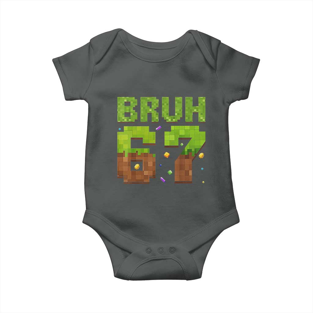 Funny Six Seven Baby Onesie 67 Meme 6 7 Boy Game Pixel Number TS10 Dark Heather Print Your Wear