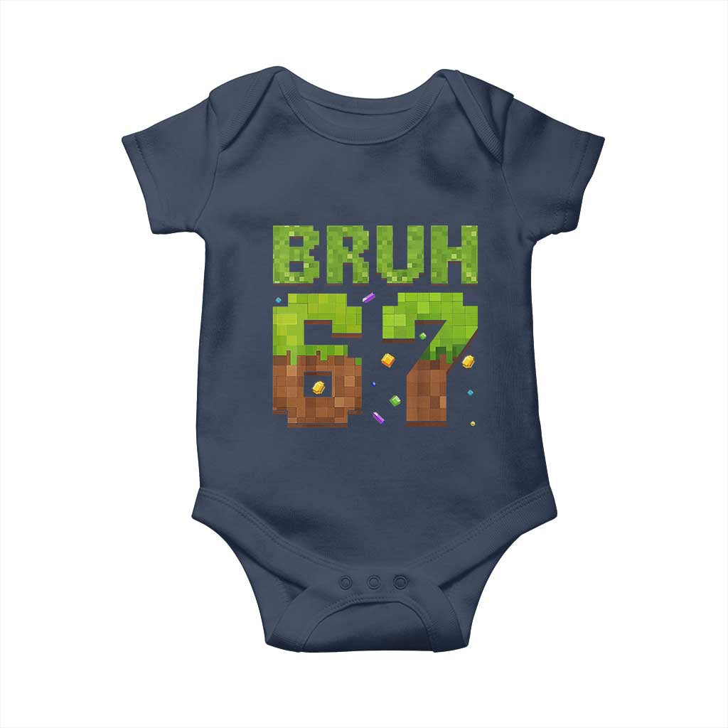 Funny Six Seven Baby Onesie 67 Meme 6 7 Boy Game Pixel Number TS10 Navy Print Your Wear