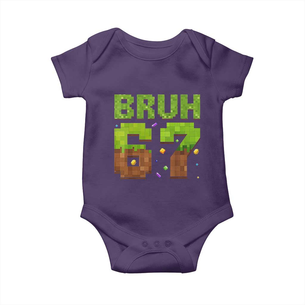 Funny Six Seven Baby Onesie 67 Meme 6 7 Boy Game Pixel Number TS10 Purple Print Your Wear
