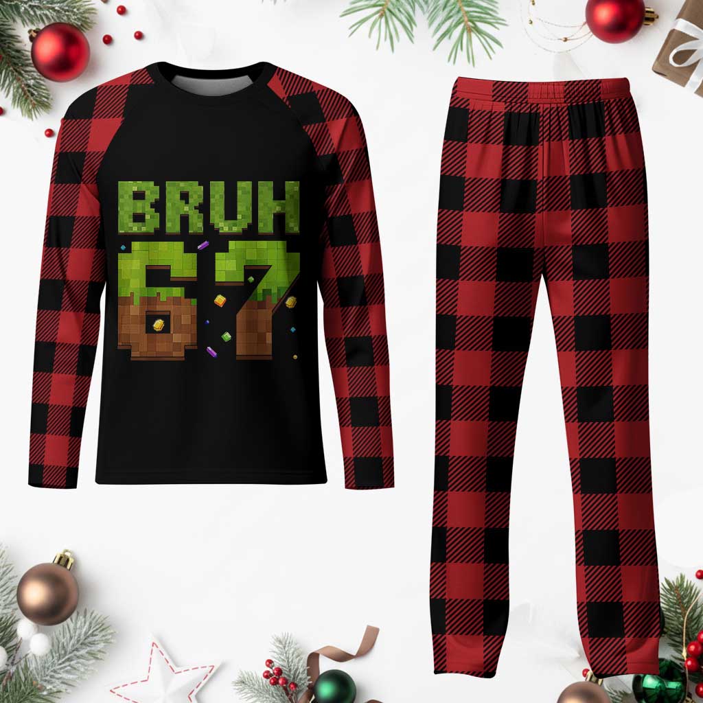 Funny Six Seven Plaid Pajama Set 67 Meme 6 7 Boy Game Pixel Number TS10 Buffalo Plaid Print Your Wear