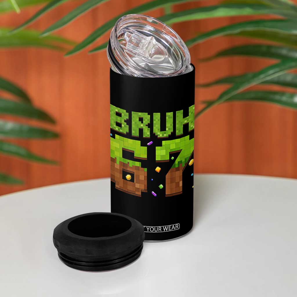 Funny Six Seven 4 in 1 Can Cooler Tumbler 67 Meme 6 7 Boy Game Pixel Number TS10 Print Your Wear