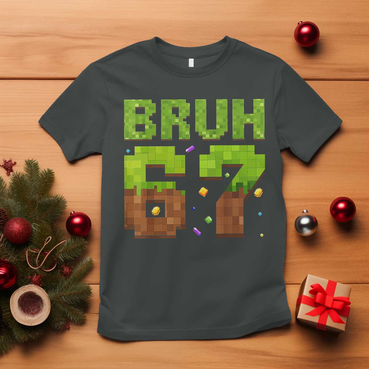 Funny Six Seven T Shirt 67 Meme 6 7 Boy Game Pixel Number TS10 Dark Heather Print Your Wear