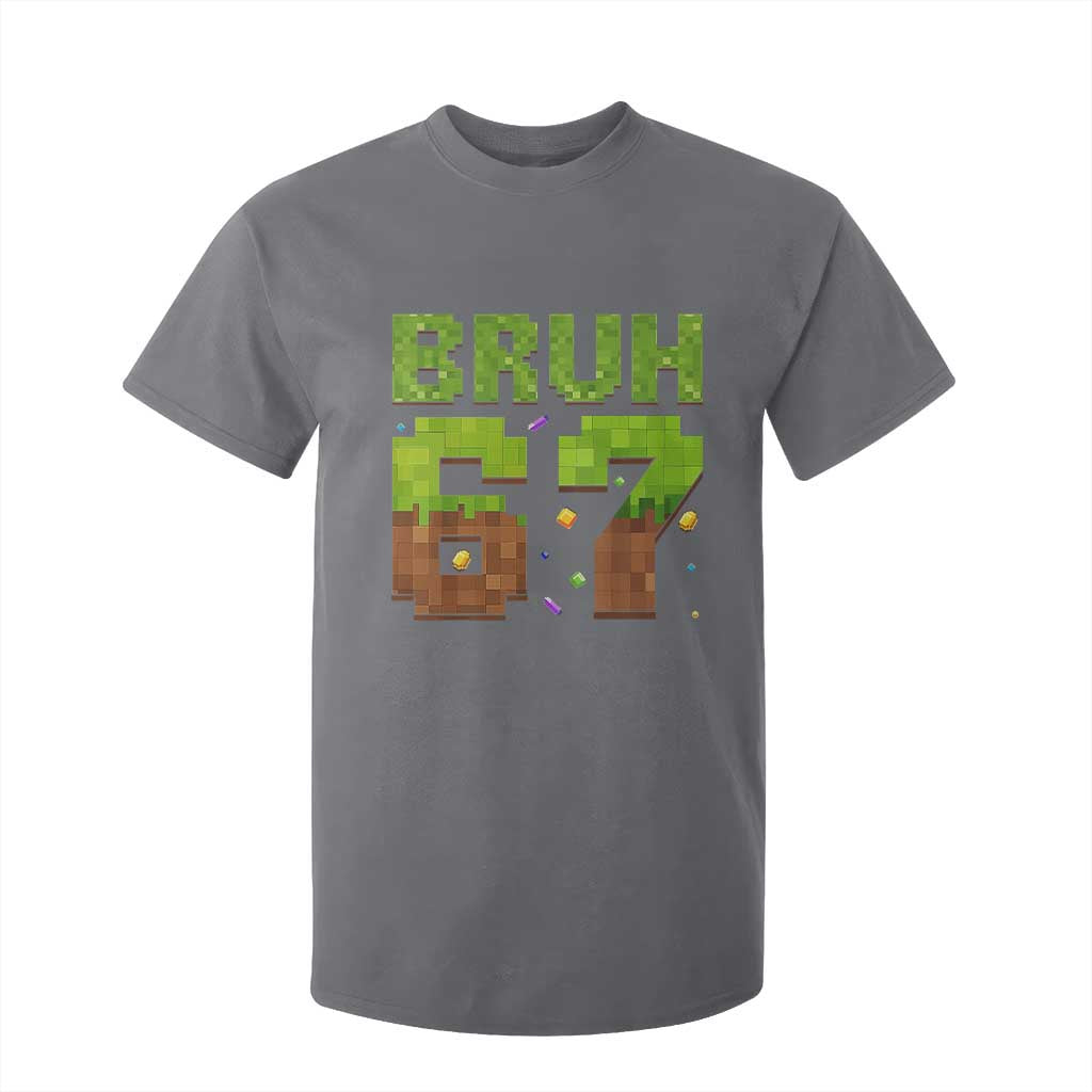 Funny Six Seven T Shirt For Kid 67 Meme 6 7 Boy Game Pixel Number TS10 Charcoal Print Your Wear