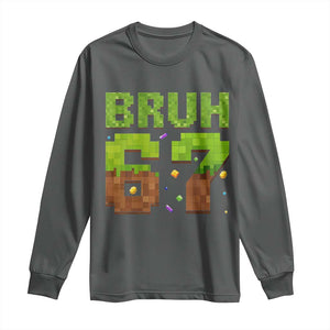 Funny Six Seven Long Sleeve Shirt 67 Meme 6 7 Boy Game Pixel Number TS10 Dark Heather Print Your Wear