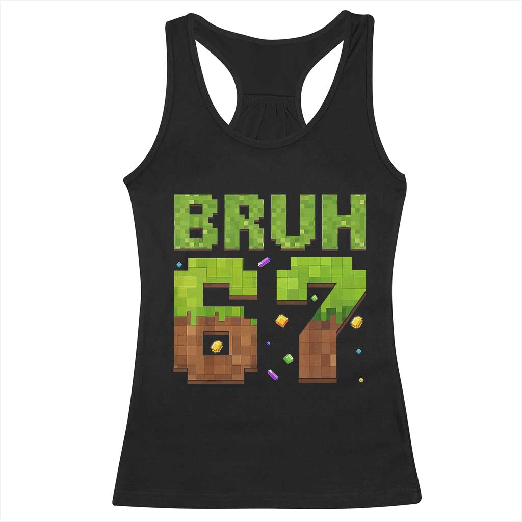 Funny Six Seven Racerback Tank Top 67 Meme 6 7 Boy Game Pixel Number TS10 Black Print Your Wear