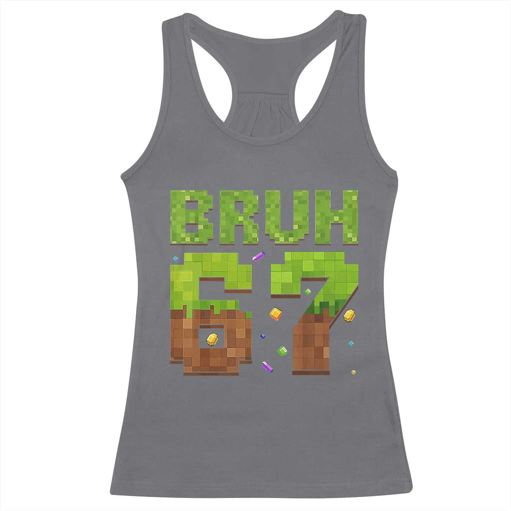 Funny Six Seven Racerback Tank Top 67 Meme 6 7 Boy Game Pixel Number TS10 Charcoal Print Your Wear