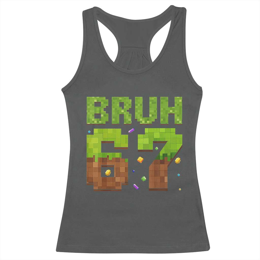 Funny Six Seven Racerback Tank Top 67 Meme 6 7 Boy Game Pixel Number TS10 Dark Heather Print Your Wear