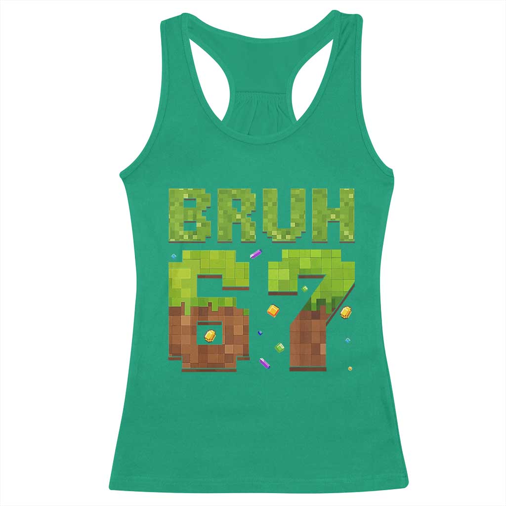 Funny Six Seven Racerback Tank Top 67 Meme 6 7 Boy Game Pixel Number TS10 Irish Green Print Your Wear