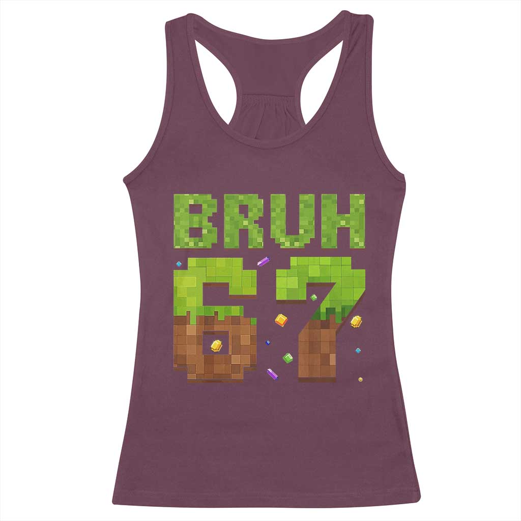 Funny Six Seven Racerback Tank Top 67 Meme 6 7 Boy Game Pixel Number TS10 Maroon Print Your Wear