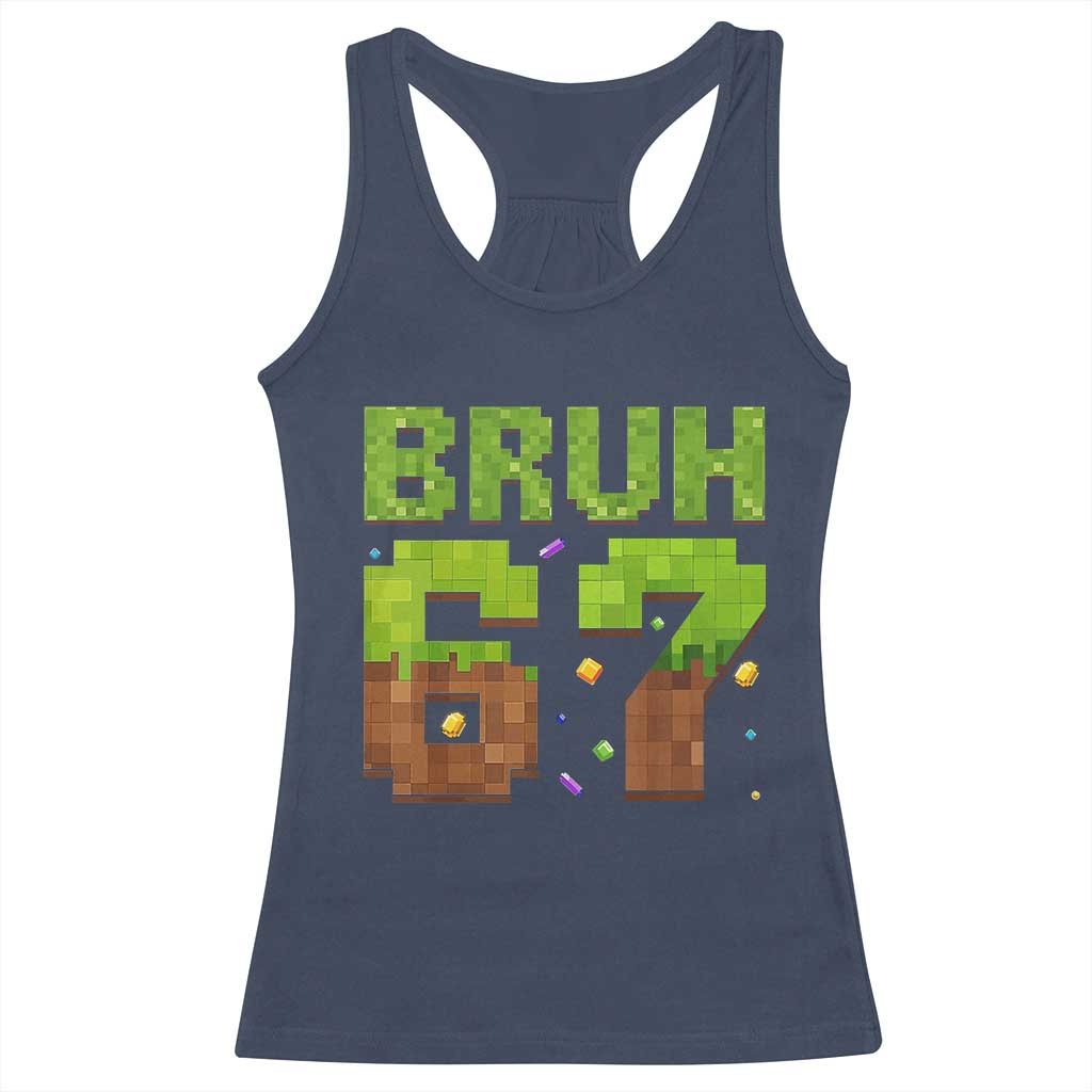 Funny Six Seven Racerback Tank Top 67 Meme 6 7 Boy Game Pixel Number TS10 Navy Print Your Wear