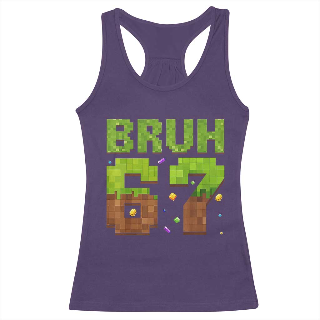 Funny Six Seven Racerback Tank Top 67 Meme 6 7 Boy Game Pixel Number TS10 Purple Print Your Wear