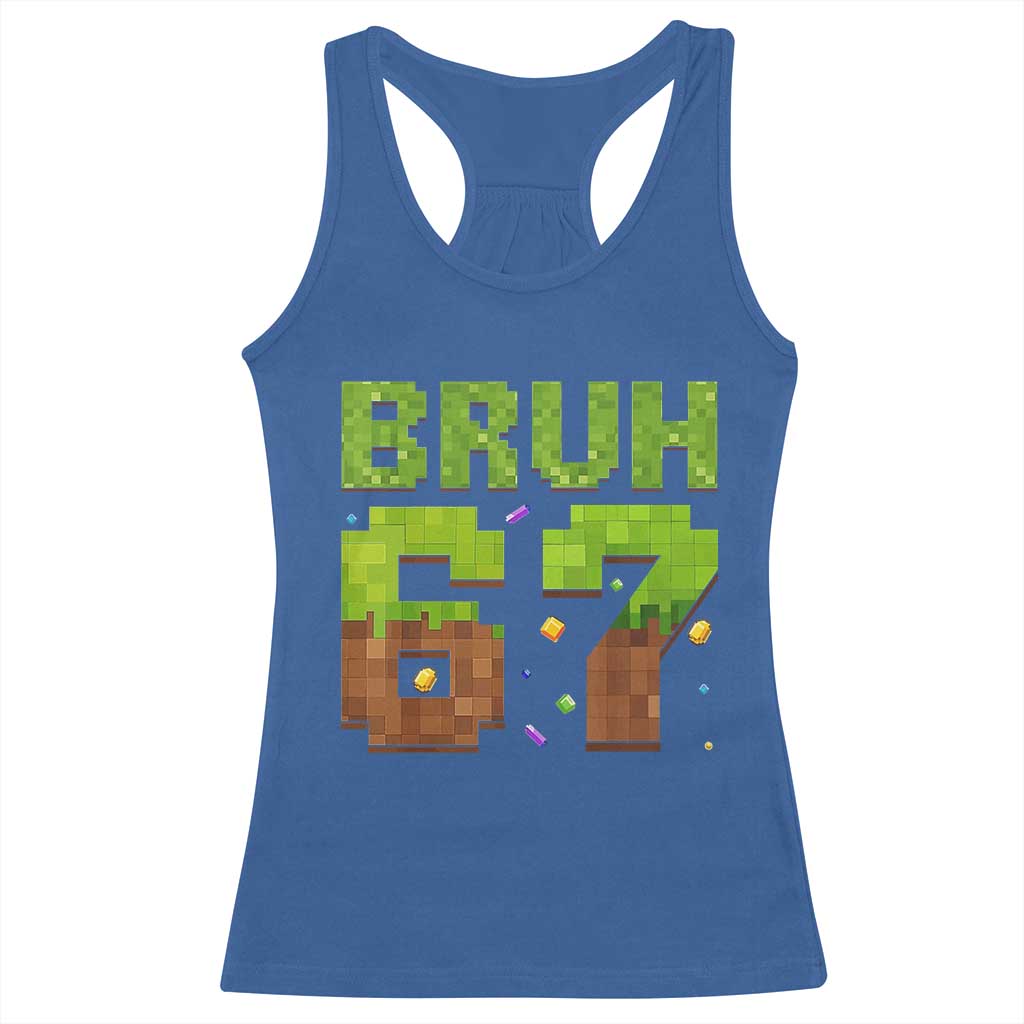 Funny Six Seven Racerback Tank Top 67 Meme 6 7 Boy Game Pixel Number TS10 Royal Blue Print Your Wear
